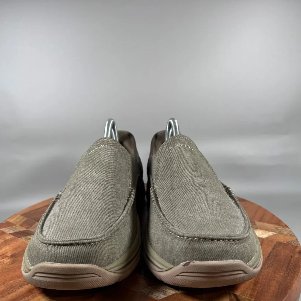 Skechers‎ Slip-ins Relaxed Fit Parson Oswin Khaki Canvas Loafers Mens 7 Wide